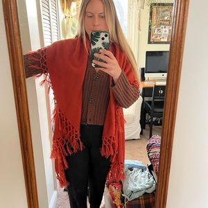 Vintage Fringed Poncho Sweater Vest